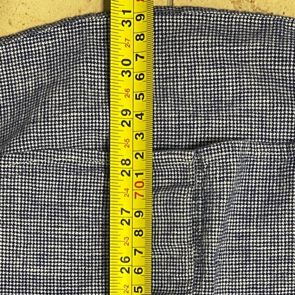 Haggar Mens Large Linen Blend Short Sleeve Button Up Shirt Blue & White Casual - Picture 8 of 10